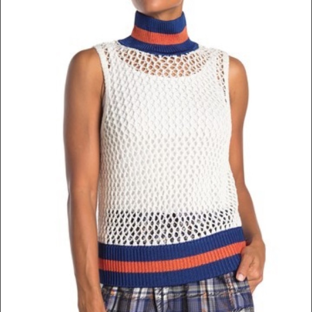 Burberry Trim Sleeveless Sweater
